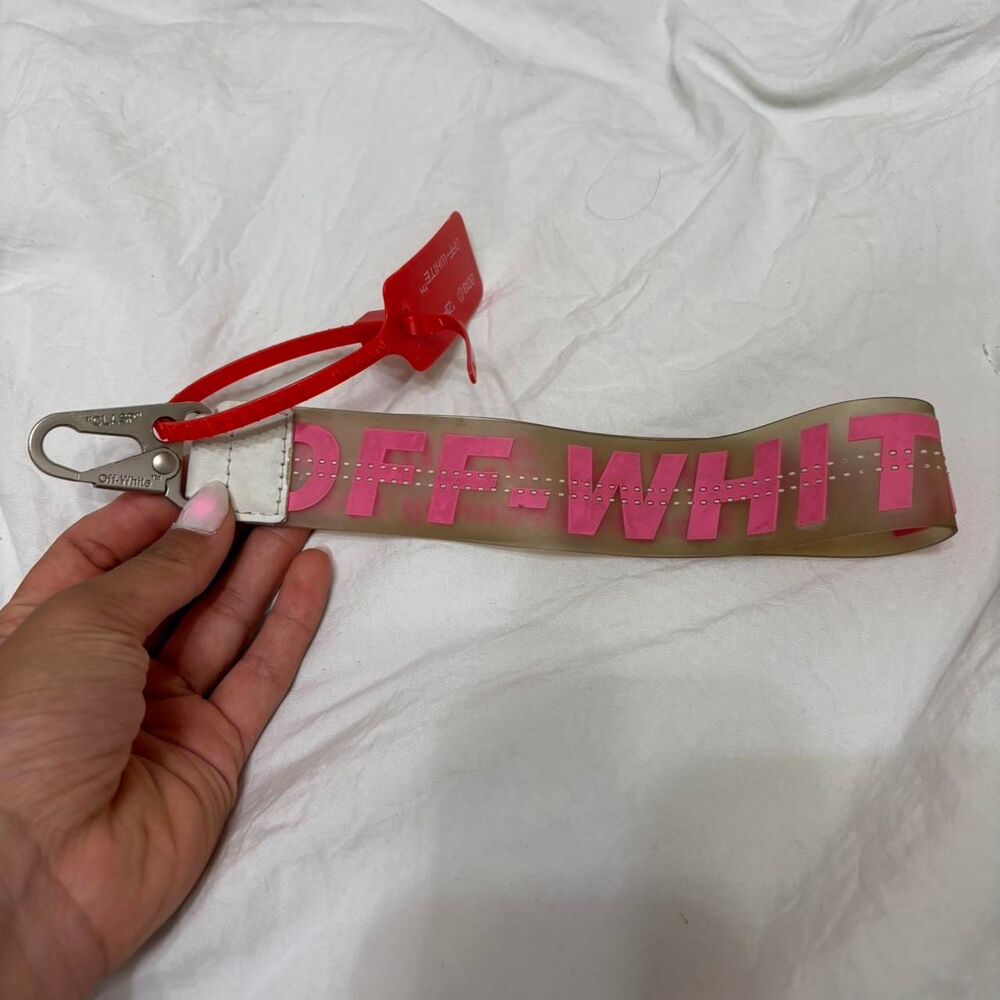 OFF WHITE Inspired Women's Men's Wristlet Pink Clear White Red Keychain